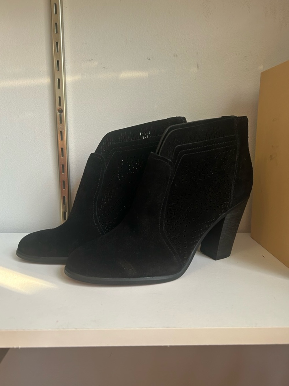 Vince Camuto Black Suede Perforated Ankle Booties